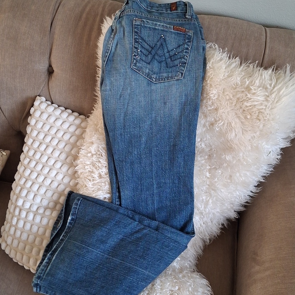 7 FAM "A" POCKET JEANS FLARE size 28!!! - Picture 2 of 9